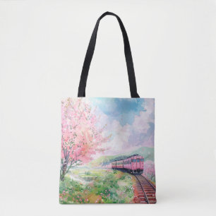 Bolso De Tela Un tren en primavera