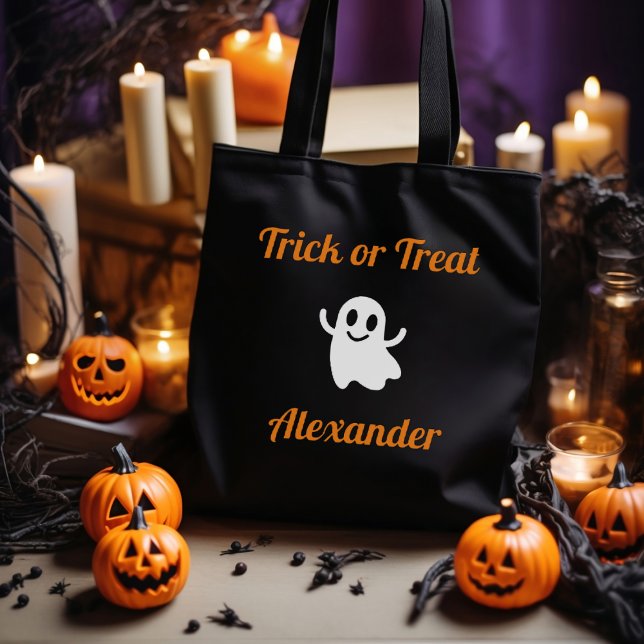 Bolso De Tela Un truco o un nombre fantasma de Halloween (Subido por el creador)
