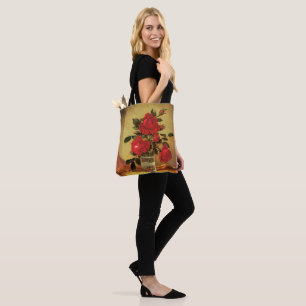 Bolso De Tela Un vaso de Rosas, arte fino,