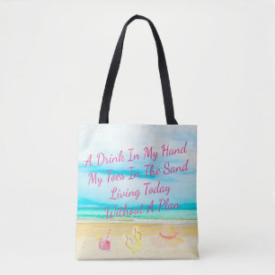 Bolso De Tela Una bebida en mi mano y dedos del pie en el tote