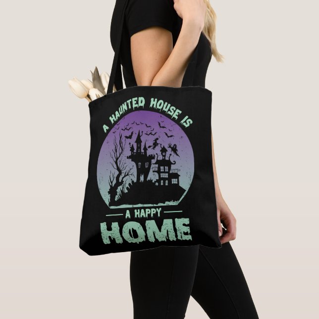 Bolso De Tela Una casa embrujada es un hogar feliz (Detalle)
