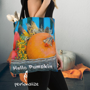 Bolso De Tela Una cesta de vacaciones con calabazas