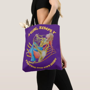 BOLSO DE TELA UNA CHICA, SIMPLEMENTE TOMANDO SU PROPIO CUERNO