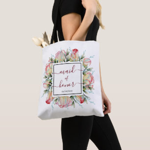 Bolso De Tela Una doncella rosa de Rubor borgoña, Boda de honor