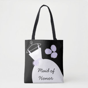 Bolso De Tela Una empleada de honor de color púrpura y boda de c