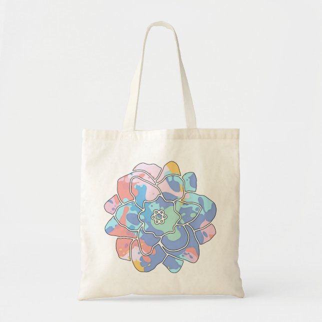 Bolso De Tela Una flor hecha de manchas de pintura (Frente)