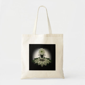 Bolso De Tela Una flor verde sobre fondo negro