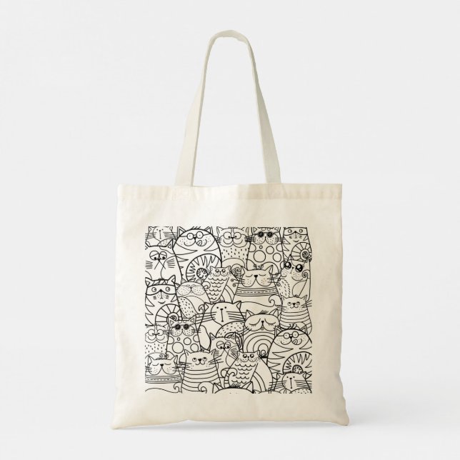 Bolso De Tela Una graciosa multitud de gatos Personalizados Zen  (Reverso)