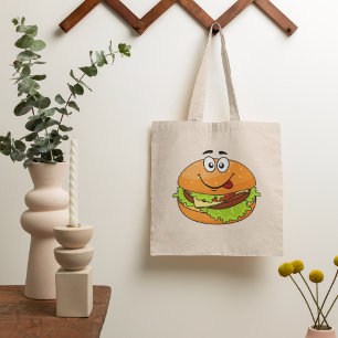 Bolso De Tela Una Hamburguesa Gustosa Con Cara