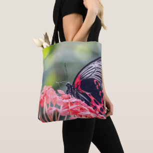 Bolso De Tela Una llamativa mariposa roja y negra B