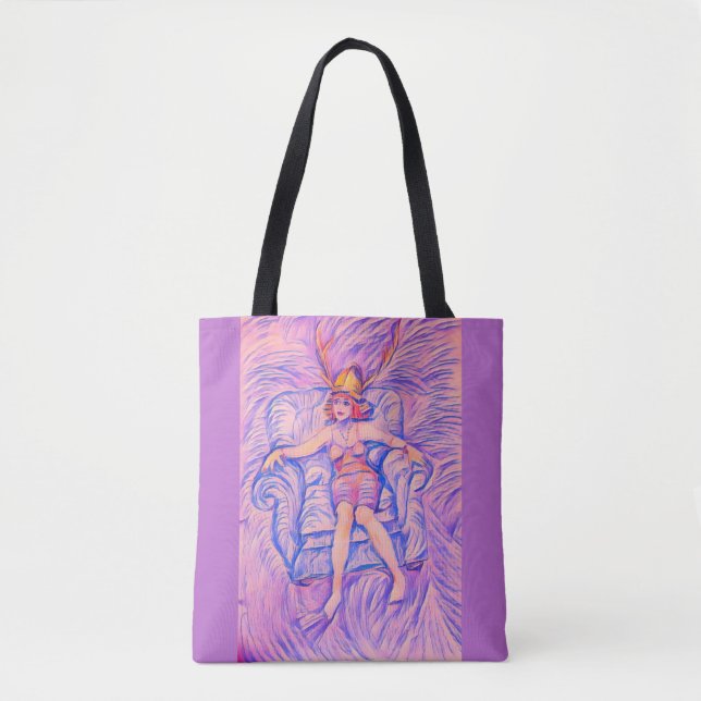 Bolso De Tela Una mujer con casco de samurai (Anverso)