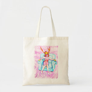 Bolso De Tela Una mujer con casco de samurai