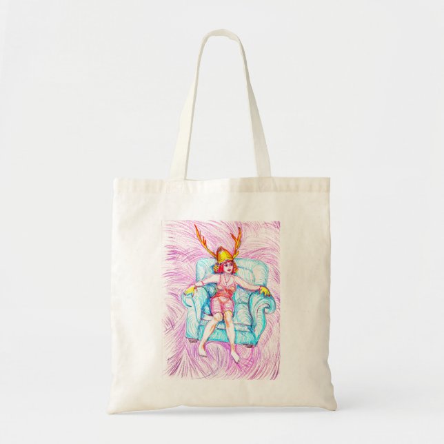 Bolso De Tela Una mujer con casco de samurai (Frente)