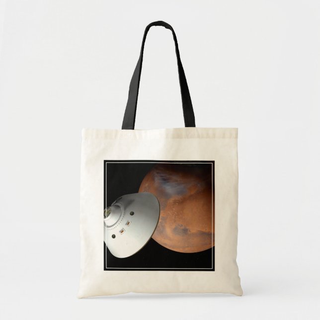 Bolso De Tela Una Nave Espacial Encendida En El Aire Aproximándo (Frente)