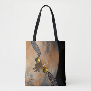 Bolso De Tela Una nave espacial orbitando Marte.