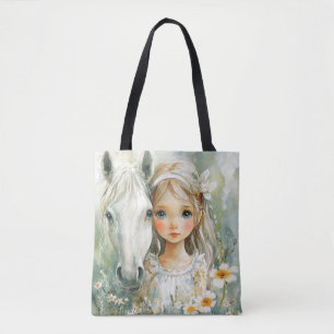 Bolso De Tela Una niña con un caballo