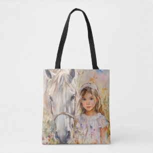 Bolso De Tela Una niña con un caballo