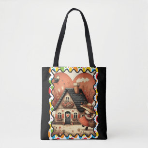 Bolso De Tela Una niña corre frente a una casa