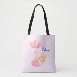 Bolso De Tela Una pequeña conejita en una manta cardíaca