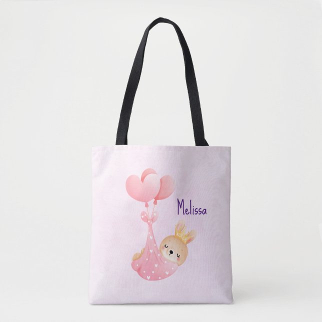 Bolso De Tela Una pequeña conejita en una manta cardíaca (Anverso)