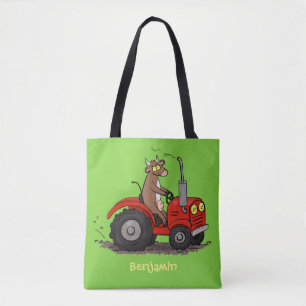 Bolso De Tela Una vaca feliz y linda conduciendo a un personaliz