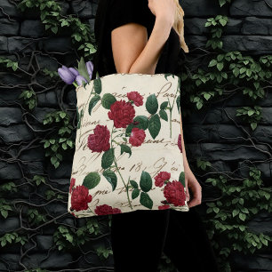 Bolso De Tela Unas rosas rojas espléndidas y una escritura a man
