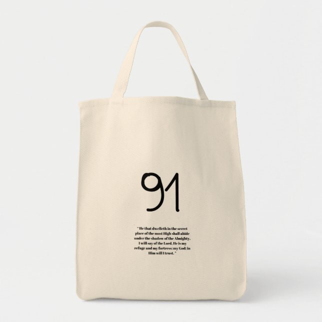 Bolso De Tela Under His Wings Psalm 91 Grocery Bag (Frente)