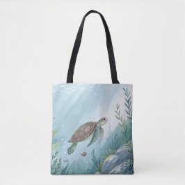 Bolso De Tela Underwater world with turtle