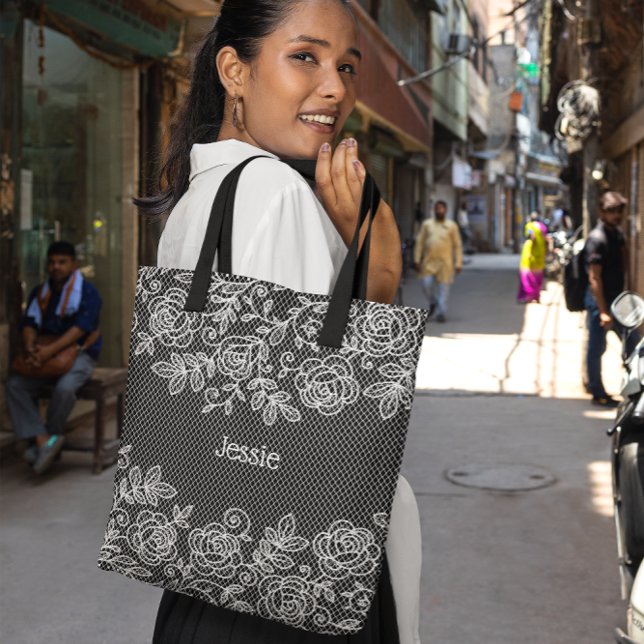Bolso De Tela Único Lazo Faux Floral Transparente Personalizado (Subido por el creador)