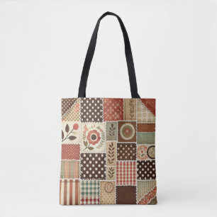 Bolso De Tela Único Terracota Quilt & Patchwork Rústico Retro