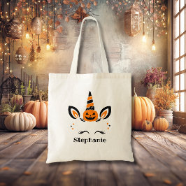 Bolso De Tela Unicorn Jack O Lantern With Name