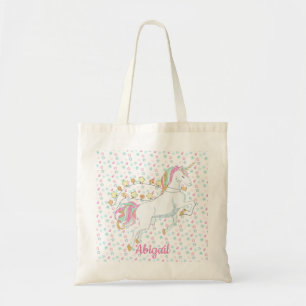 Bolso De Tela Unicornio Brillante Mágico Rosa Personalizado