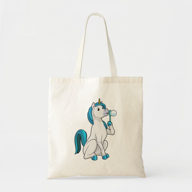 Bolso De Tela Unicornio con burbujas de jabón (Frente)