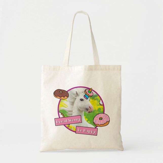 Bolso De Tela Unicornio con donuts (Frente)