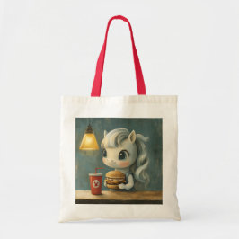Bolso De Tela Unicornio con hamburguesa y bebida