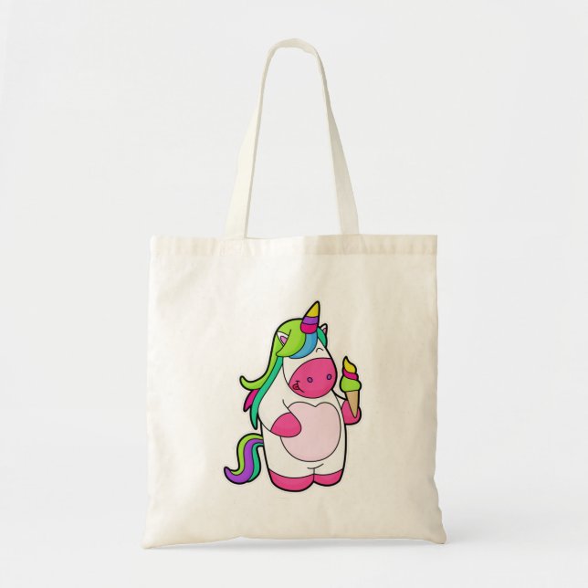 Bolso De Tela Unicornio con helado de Waffle (Frente)