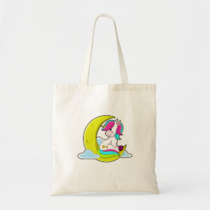 Bolso De Tela Unicornio con nubes y luna
