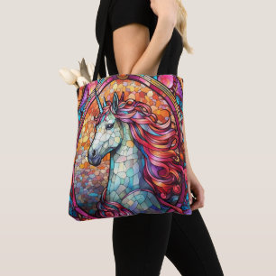 Bolso De Tela Unicornio De Vidrio Manchado Colorido