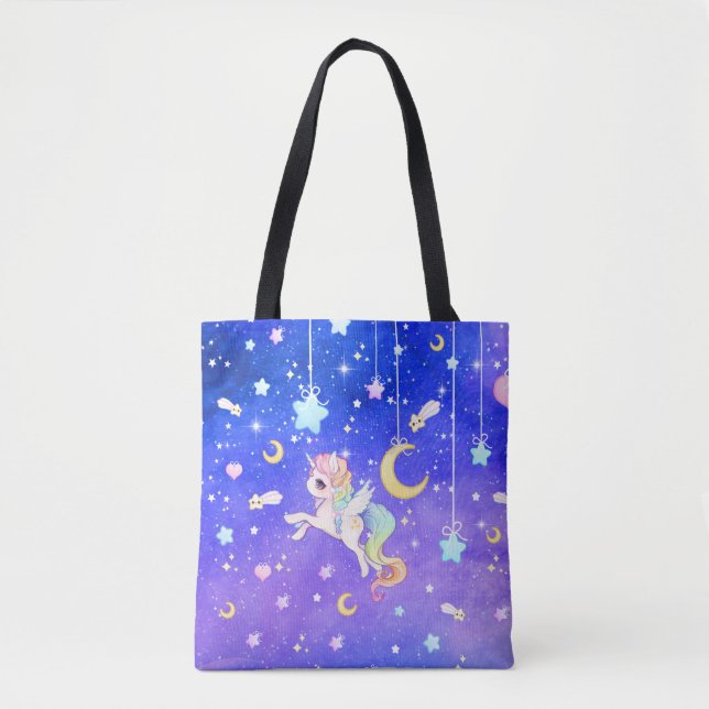 Bolso De Tela Unicornio en colores pastel lindo de la galaxia