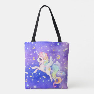 Bolso De Tela Unicornio en colores pastel lindo de la galaxia