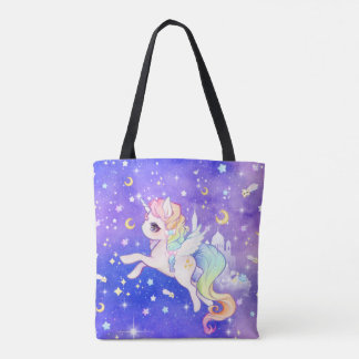 Bolso De Tela Unicornio en colores pastel lindo de la galaxia