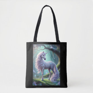 Bolso De Tela Unicornio encantado en un bosque místico