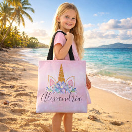 Bolso De Tela Unicornio floral personalizado