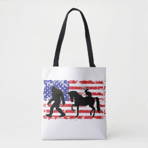 Bolso De Tela Unicornio, Jackalope, Pie Grande y la bandera esta