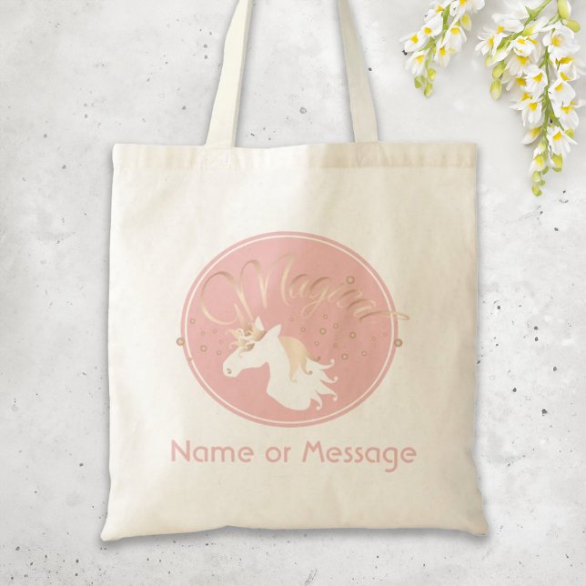 Bolso De Tela Unicornio mágico blanco rosado Rosa claro (Subido por el creador)