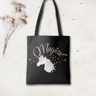 Bolso De Tela Unicornio Mágico Negro Moderno y Genial