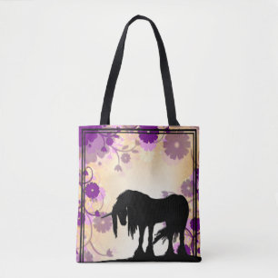 Bolso De Tela Unicornio místico (amarillo con púrpura)