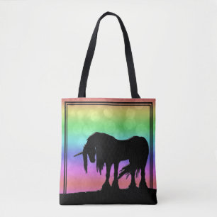Bolso De Tela Unicornio místico (círculos de arco iris suave/oxi