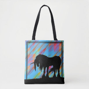 Bolso De Tela Unicornio místico (hojas coloridas)