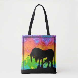 Bolso De Tela Unicornio místico (resumen naranja/verde/amarillo)